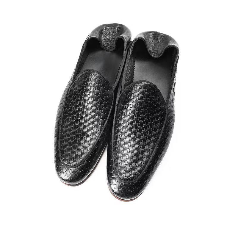 Herren-slipper Luxuriöse Slip-on-slipper Aus Rindsleder Mit Exotischer Textur - Schwarz