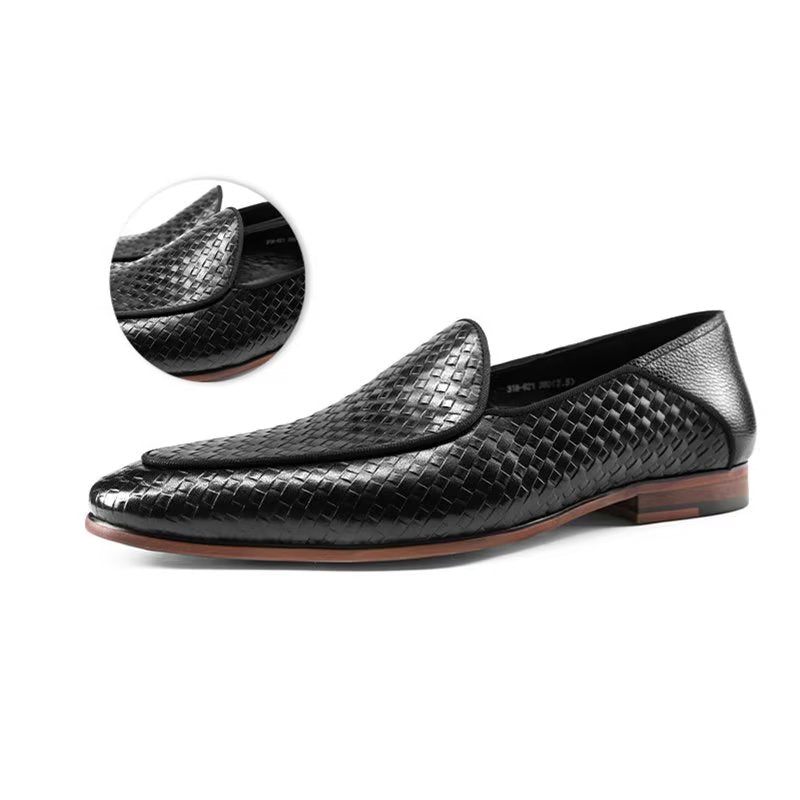 Herren-slipper Luxuriöse Slip-on-slipper Aus Rindsleder Mit Exotischer Textur - Schwarz