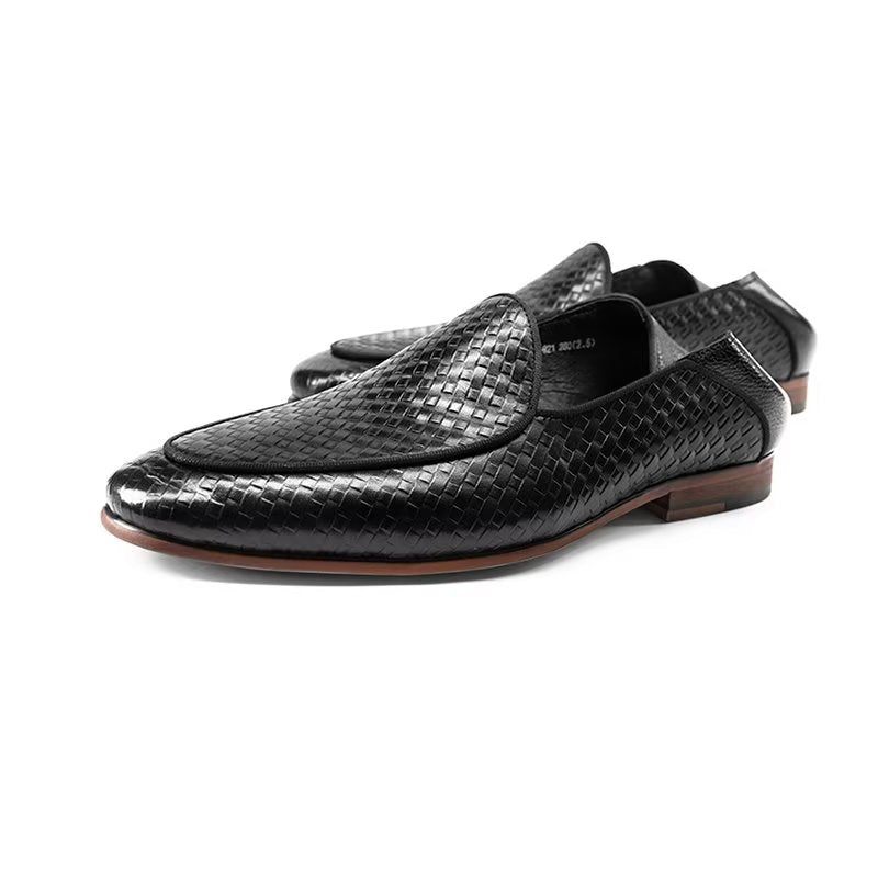 Herren-slipper Luxuriöse Slip-on-slipper Aus Rindsleder Mit Exotischer Textur - Schwarz