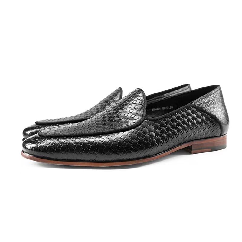 Herren-slipper Luxuriöse Slip-on-slipper Aus Rindsleder Mit Exotischer Textur - Schwarz