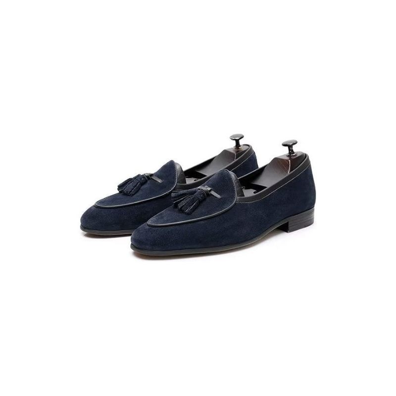 Herren-slipper Runde Zehenpartie Leder-slipper - Blau