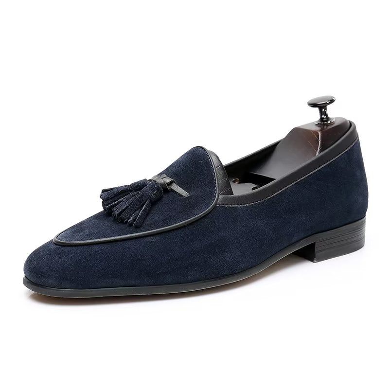 Herren-slipper Runde Zehenpartie Leder-slipper - Blau