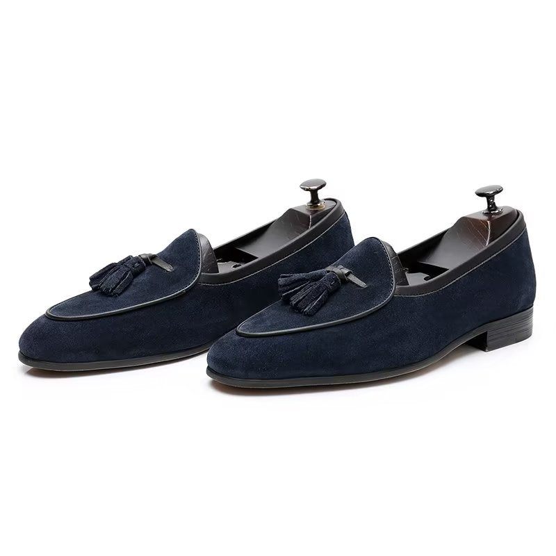 Herren-slipper Runde Zehenpartie Leder-slipper - Blau