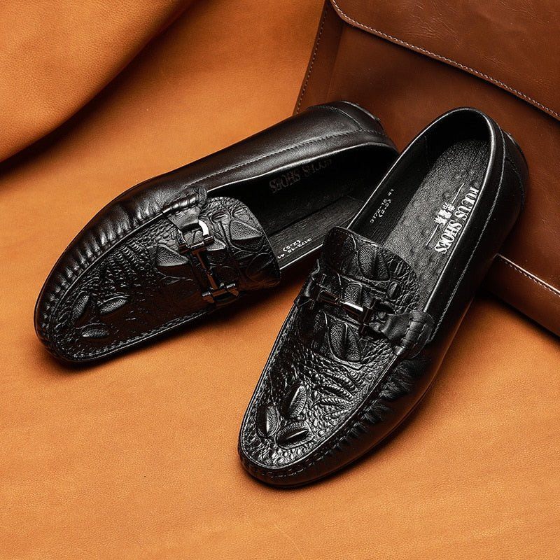 Herren-slipper Wasserdichte Slip-on-leder-loafer - Schwarz