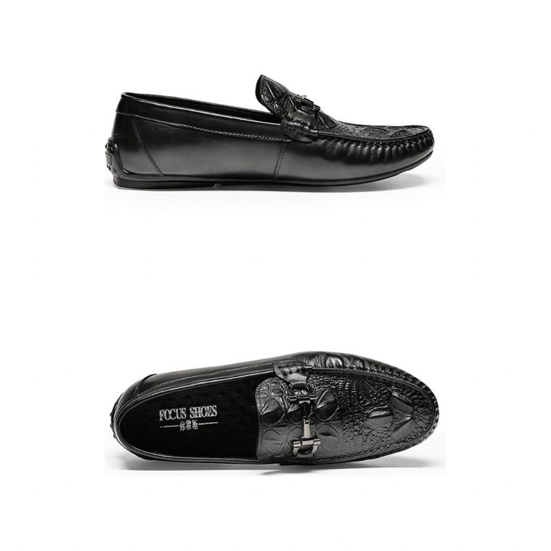 Herren-slipper Wasserdichte Slip-on-leder-loafer - Schwarz