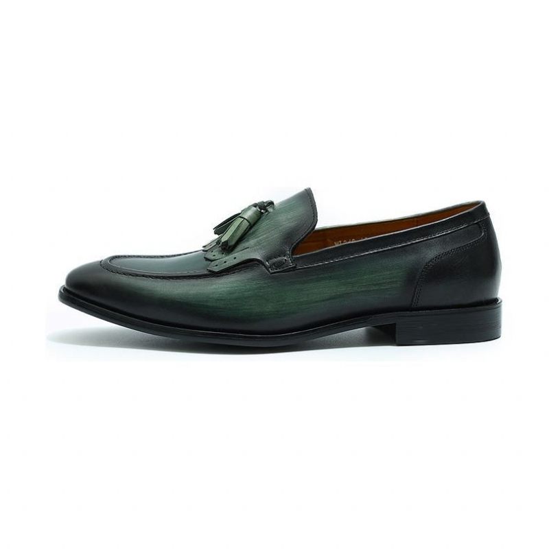 Herren-slipper „exotic Elegance“ Aus Atmungsaktivem Leder Zum Hineinschlüpfen - Grün