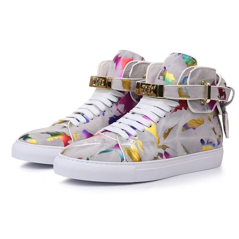 Herren-sneaker Graffiti Elite High-top-kicks Aus Rindsleder - Mehrfarbig