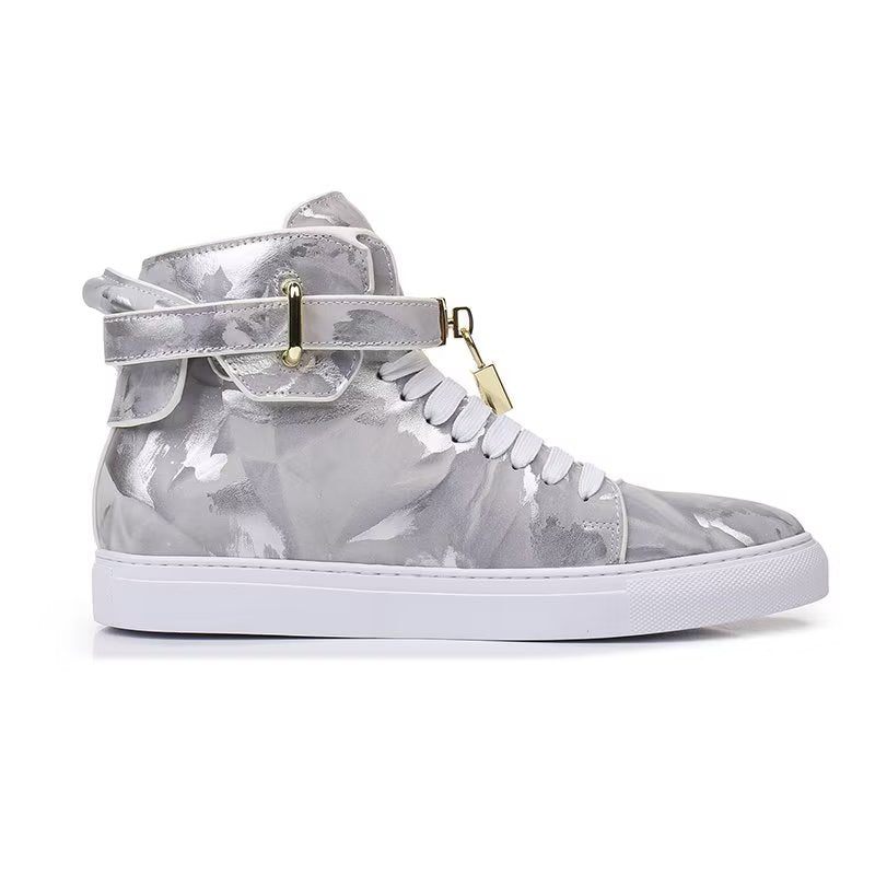 Herren-sneaker Graffiti Elite High-top-kicks Aus Rindsleder - Grau