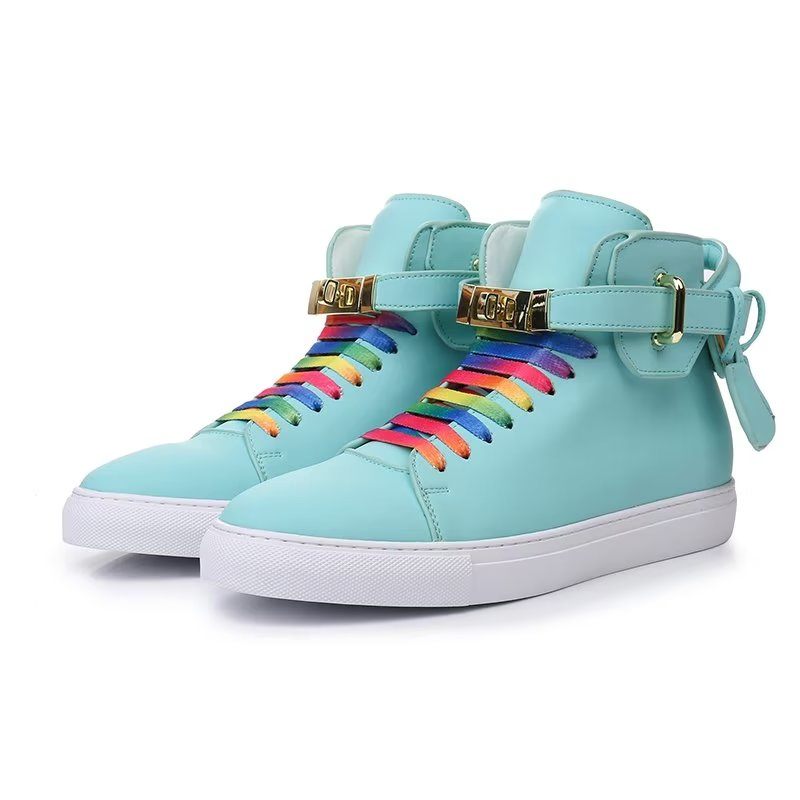 Herren-sneaker High-top-sneaker Mit Metallischem Glamour - Blau