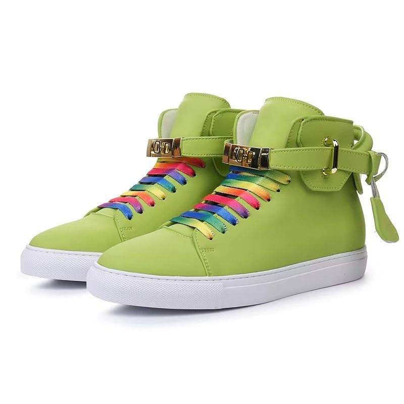 Herren-sneaker High-top-sneaker Mit Metallischem Glamour - Grün