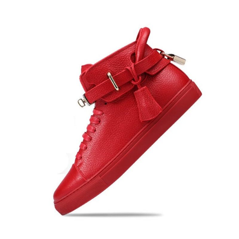 Herren-sneaker Luxuriös Glattes Muster Hohe Freizeit-sneaker - Rot