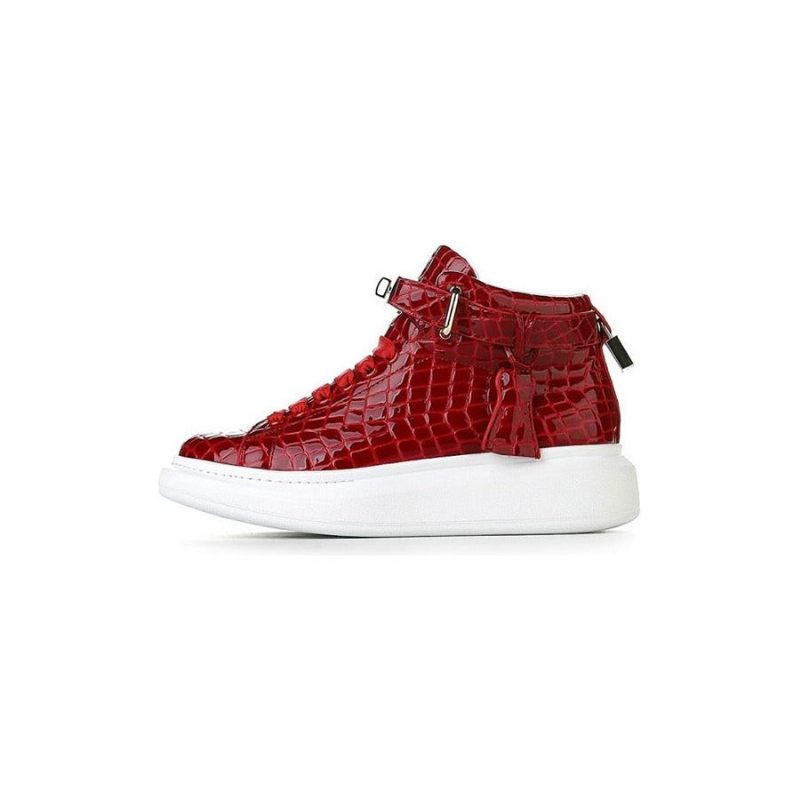 Herren-sneaker Luxuriöse Crocemboss-high-top-designer-sneaker - Rot