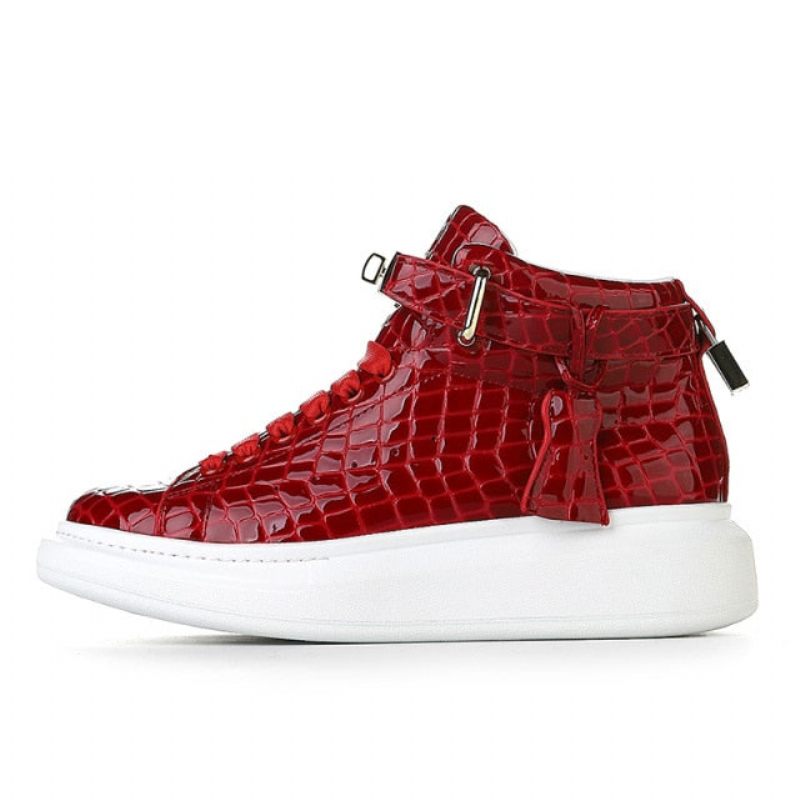 Herren-sneaker Luxuriöse Crocemboss-high-top-designer-sneaker - Rot