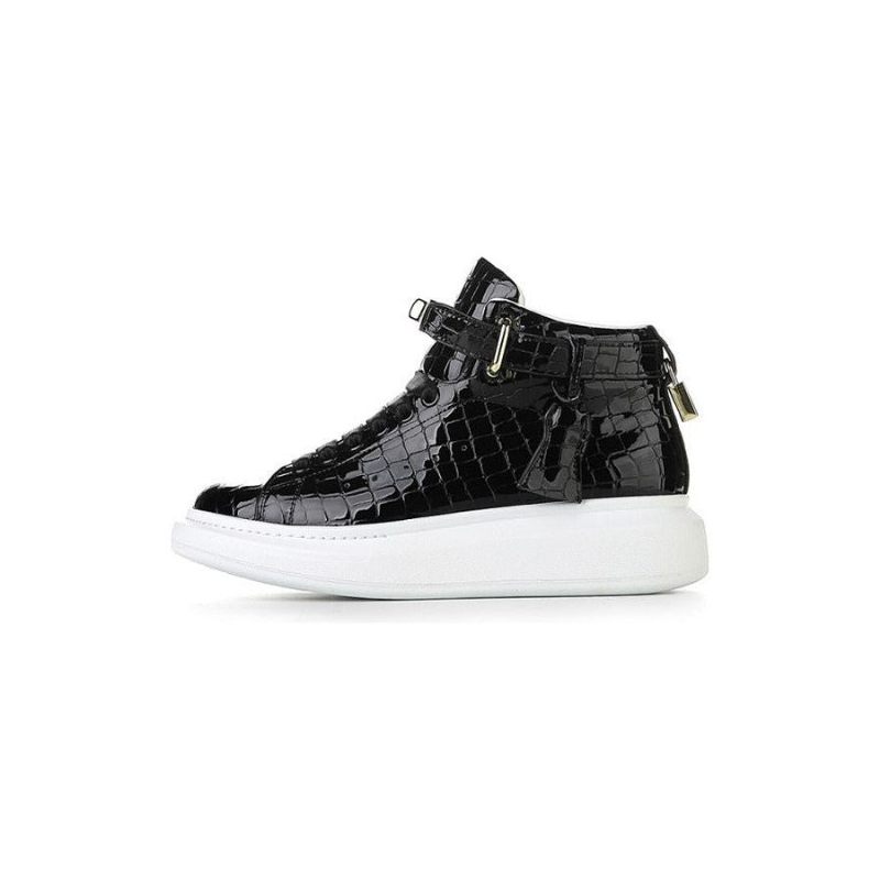 Herren-sneaker Luxuriöse Crocemboss-high-top-designer-sneaker - Schwarz