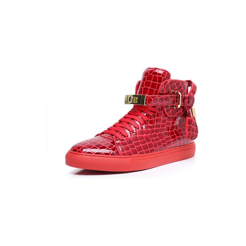 Herren-sneaker Luxuriöse Crocemboss-high-top-freizeit-sneaker - Rot