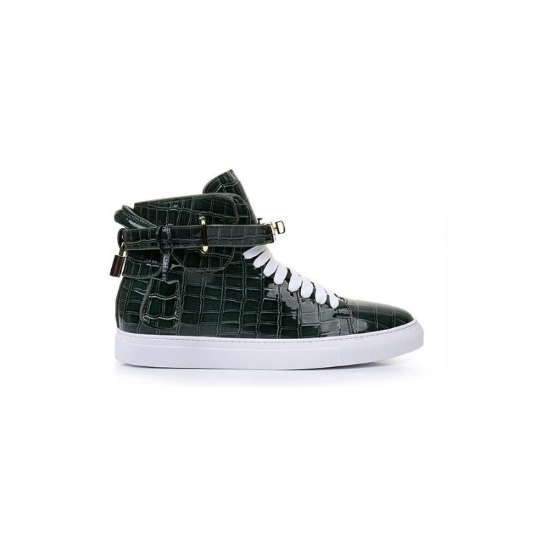 Herren-sneaker Luxuriöse Crocemboss-high-top-freizeit-sneaker - Grün