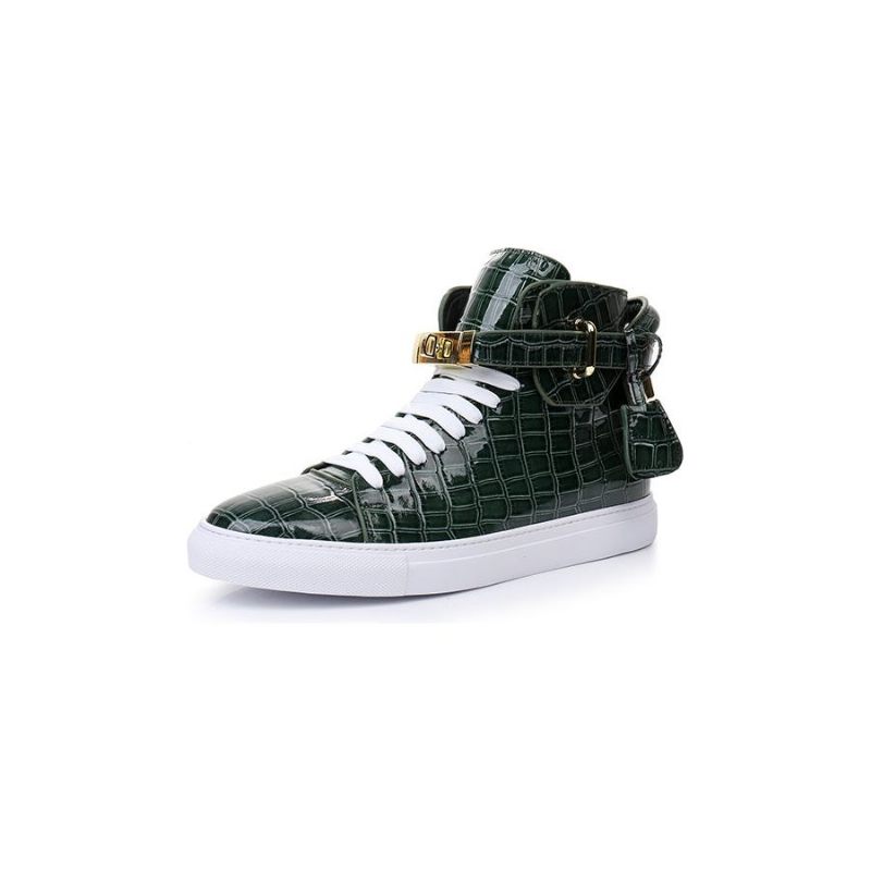 Herren-sneaker Luxuriöse Crocemboss-high-top-freizeit-sneaker - Grün