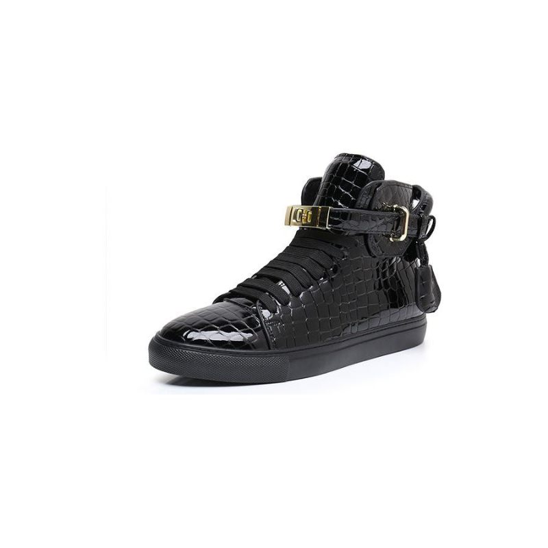 Herren-sneaker Luxuriöse Crocemboss-high-top-freizeit-sneaker - Schwarz