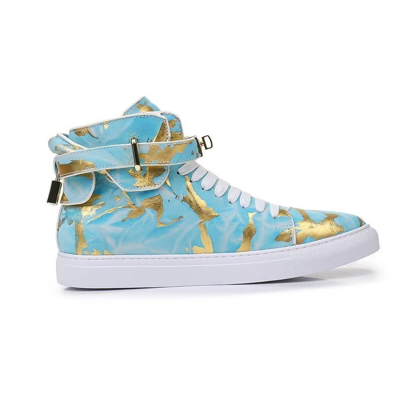 Herren-sneaker Streetwise Graffiti-high-tops Aus Rindsleder - Blau