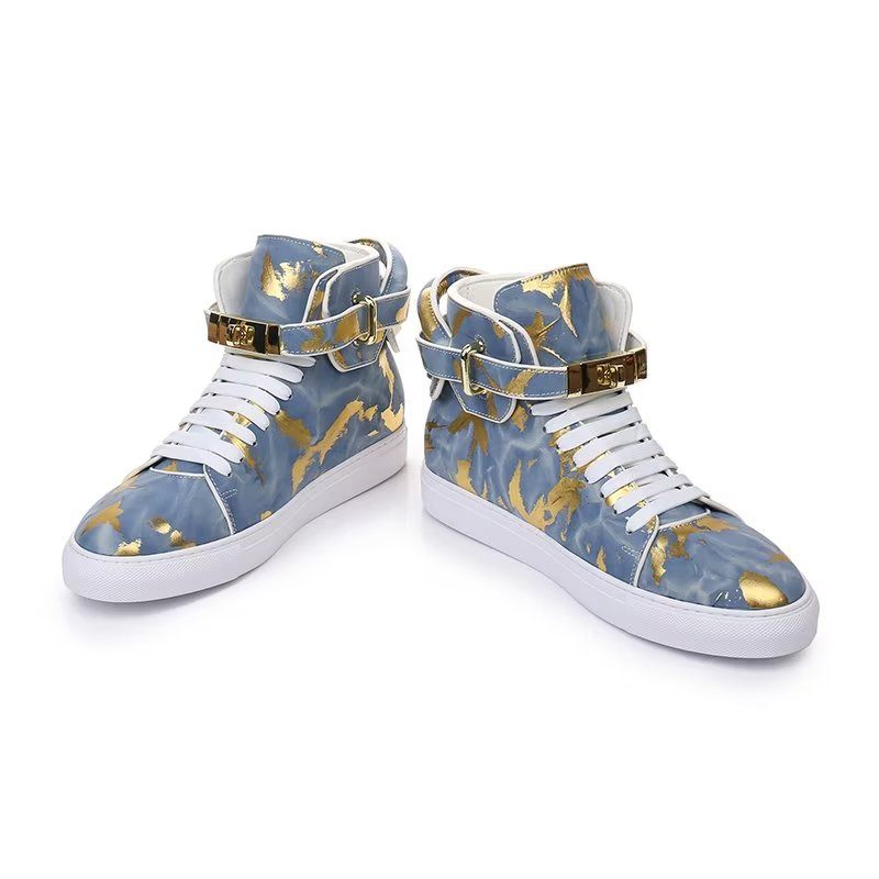 Herren-sneaker Urban Graffiti Schick High-tops Aus Rindsleder - Blau