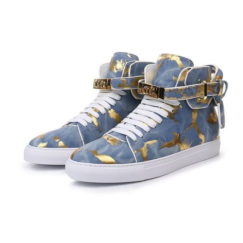 Herren-sneaker Urban Graffiti Schick High-tops Aus Rindsleder - Blau