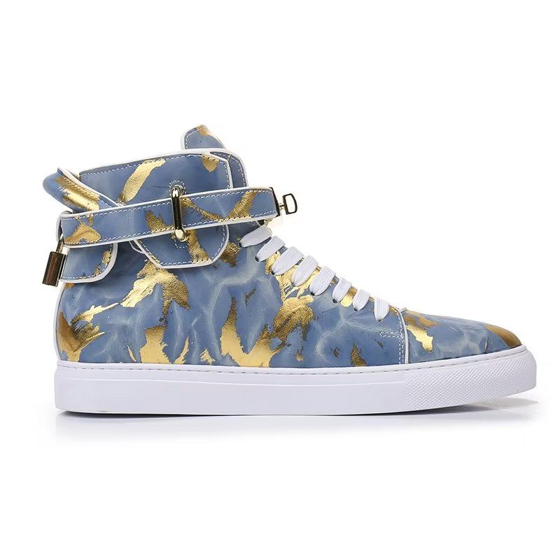 Herren-sneaker Urban Graffiti Schick High-tops Aus Rindsleder - Blau