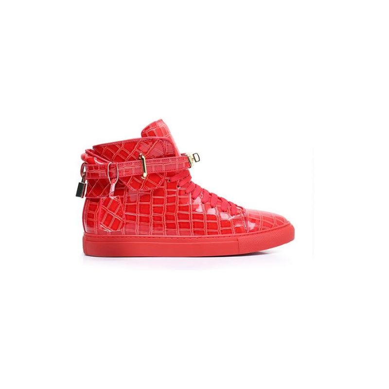 Herren-sneakers Geprägte High-top-designer-flachsneaker - Rot