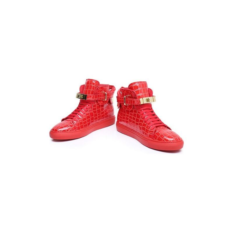 Herren-sneakers Geprägte High-top-designer-flachsneaker - Rot