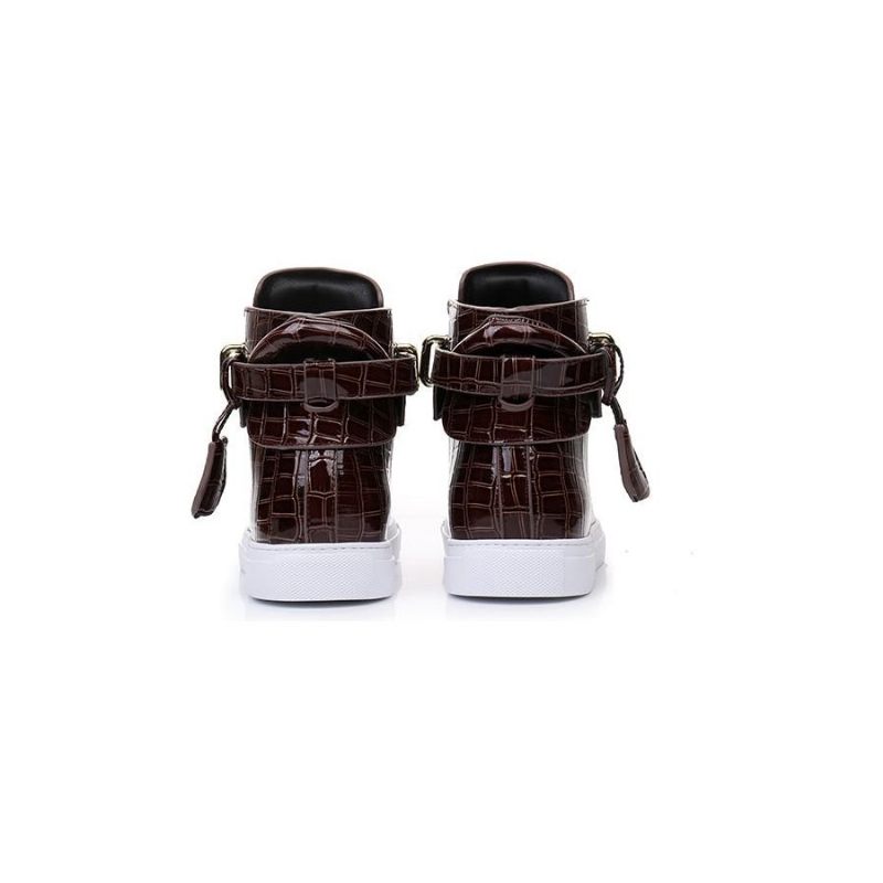 Herren-sneakers Geprägte High-top-designer-flachsneaker - Kaffee