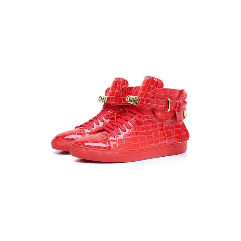 Herren-sneakers Geprägte High-top-designer-flachsneaker - Rot