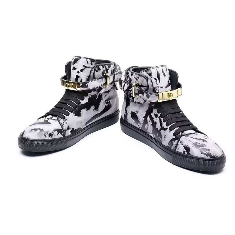 Herren-sneakers Graffiti-vogue-high-top-sneakers Aus Rindsleder - Mehrfarbig