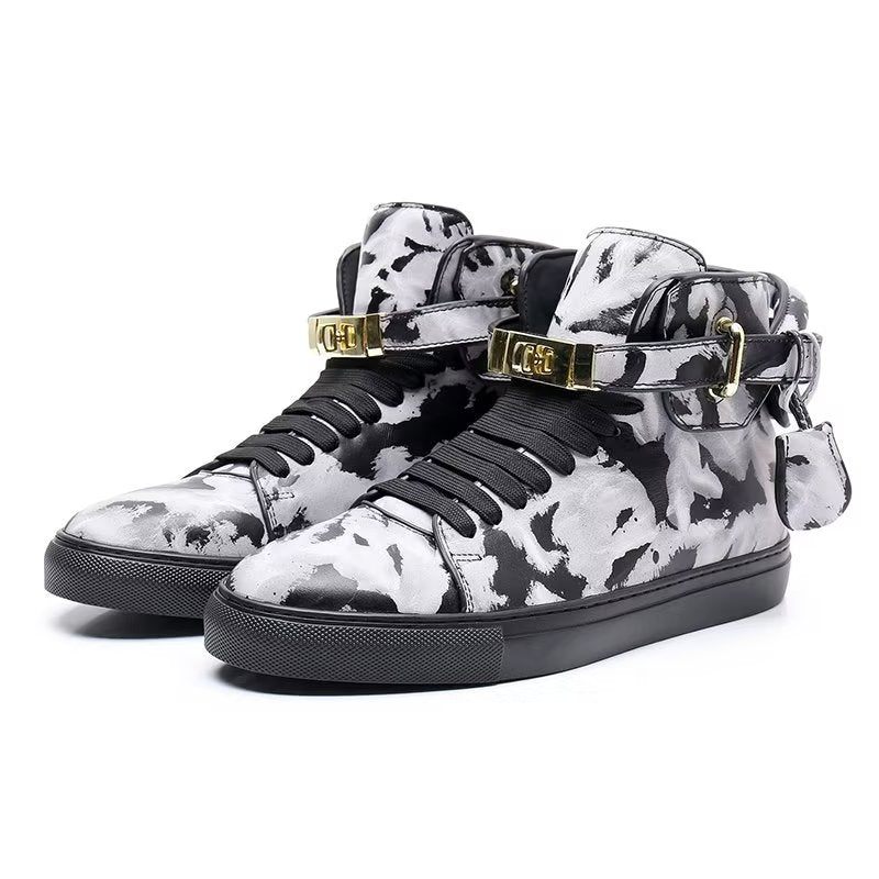 Herren-sneakers Graffiti-vogue-high-top-sneakers Aus Rindsleder - Mehrfarbig