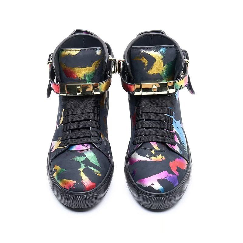 Herren-sneakers Graffiti-vogue-high-top-sneakers Aus Rindsleder - Mehrfarbig