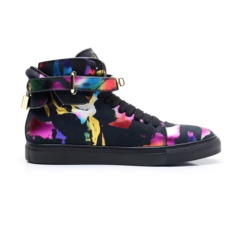 Herren-sneakers Graffiti-vogue-high-top-sneakers Aus Rindsleder - Mehrfarbig