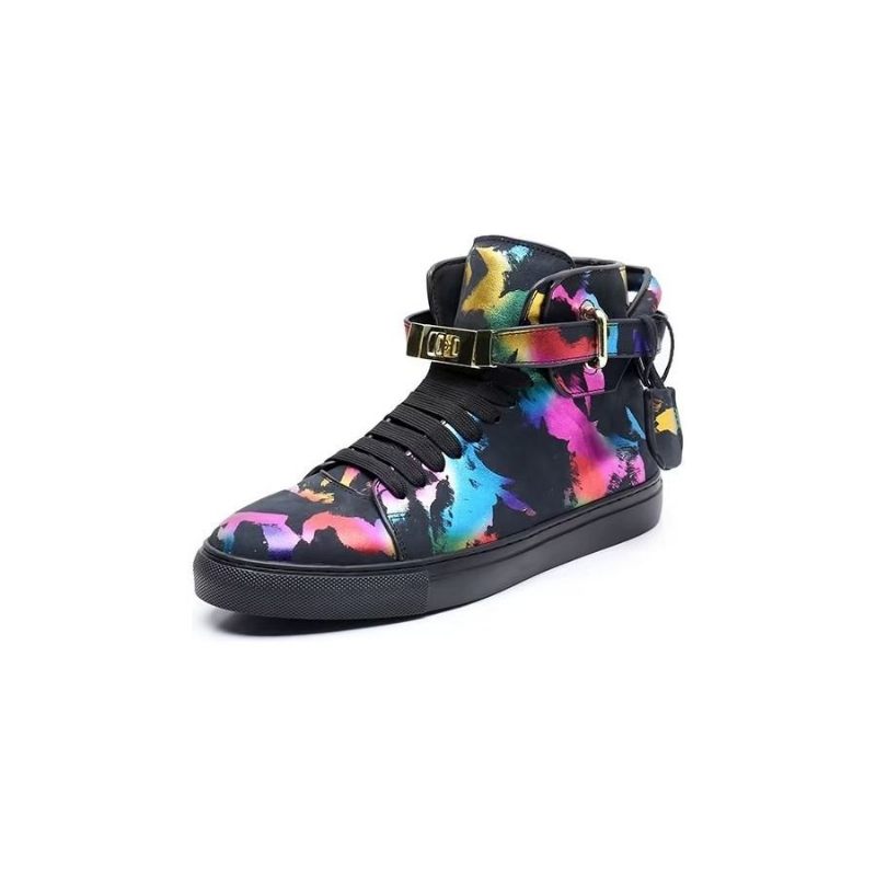 Herren-sneakers Graffiti-vogue-high-top-sneakers Aus Rindsleder - Mehrfarbig