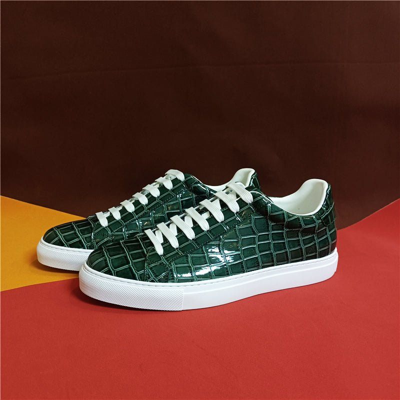 Herren-sneakers Luxuriöse Leder-schnür-plateau-sneaker - Grün