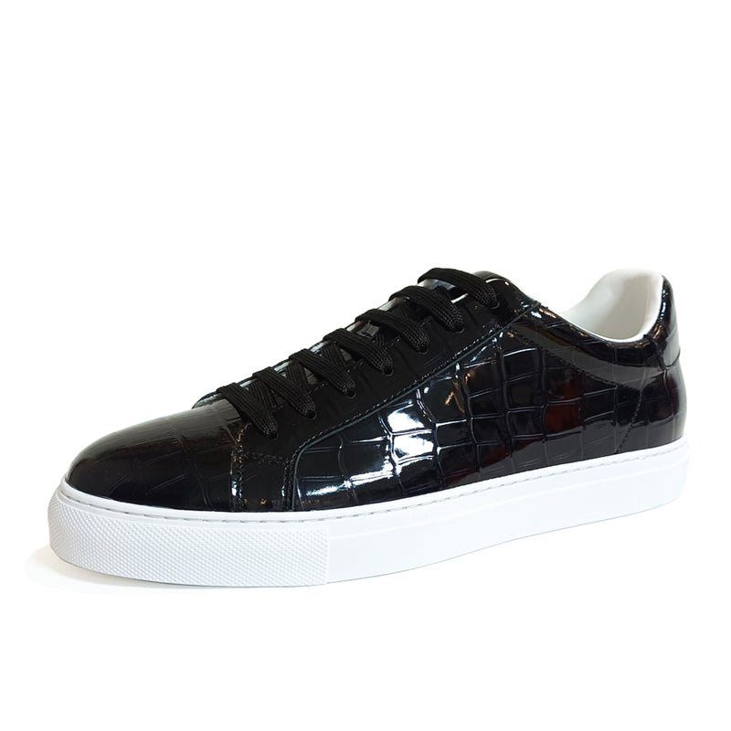 Herren-sneakers Luxuriöse Leder-schnür-plateau-sneaker - Schwarz