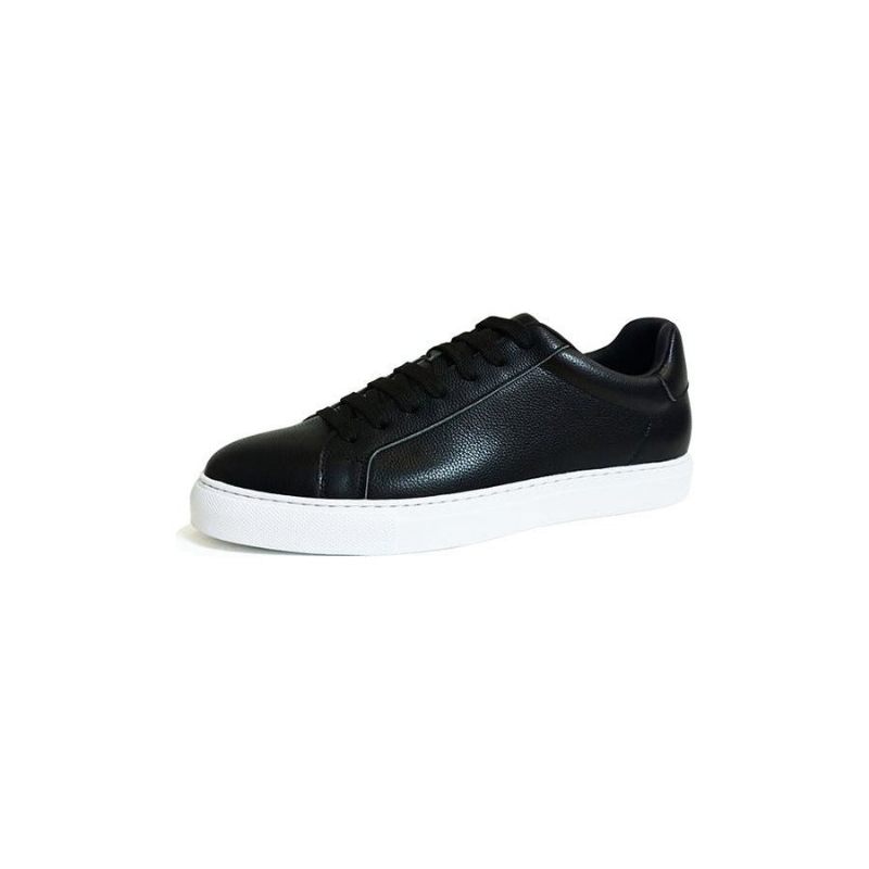 Herren-sneakers Luxuriöse Leder-schnür-plateau-sneaker - Schwarz