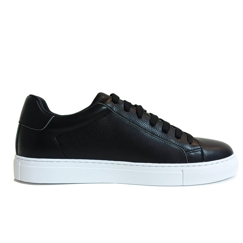 Herren-sneakers Luxuriöse Leder-schnür-plateau-sneaker - Schwarz