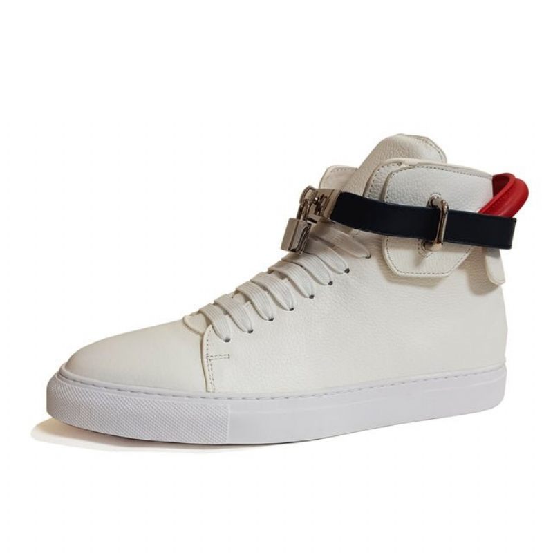 Herren-sneakers Verzierte Einfarbige High-top-sneaker - Weiß