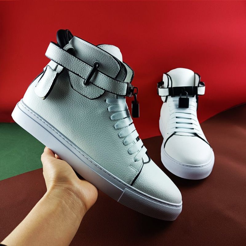 Herren-sneakers Verzierte Einfarbige High-top-sneaker - Weiß