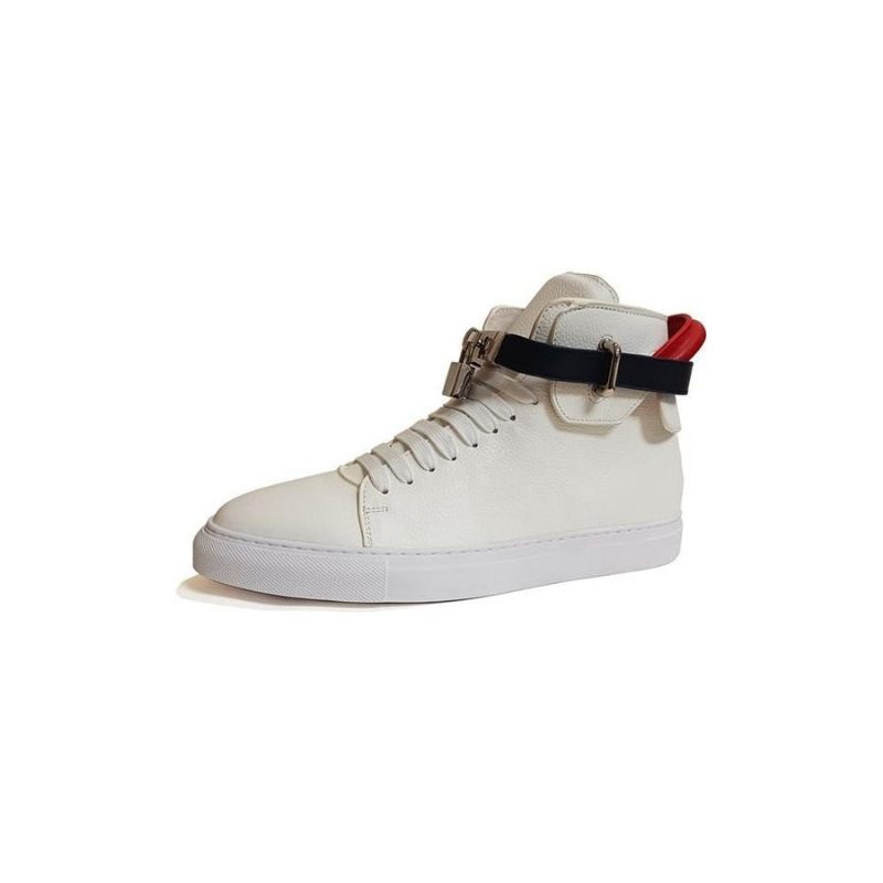 Herren-sneakers Verzierte Einfarbige High-top-sneaker - Weiß