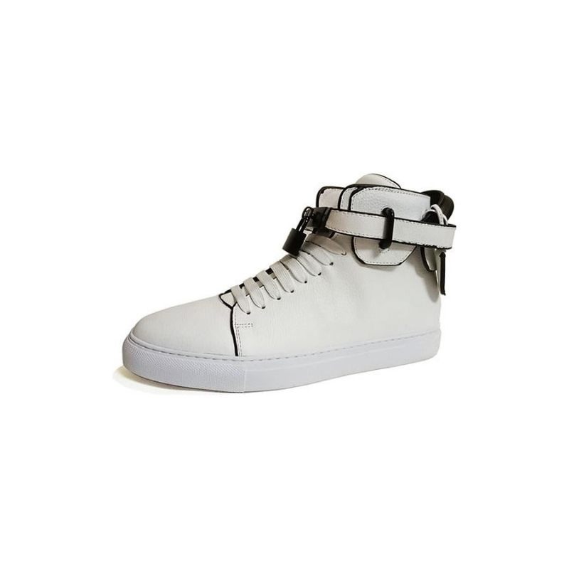 Herren-sneakers Verzierte Einfarbige High-top-sneaker - Weiß