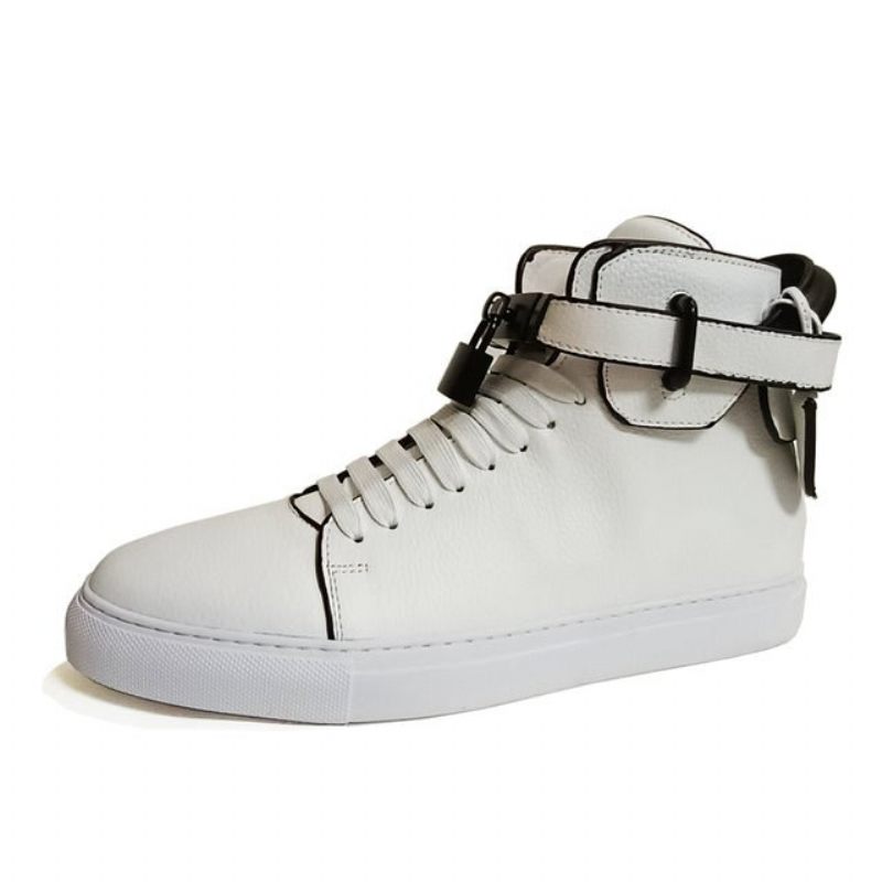 Herren-sneakers Verzierte Einfarbige High-top-sneaker - Weiß