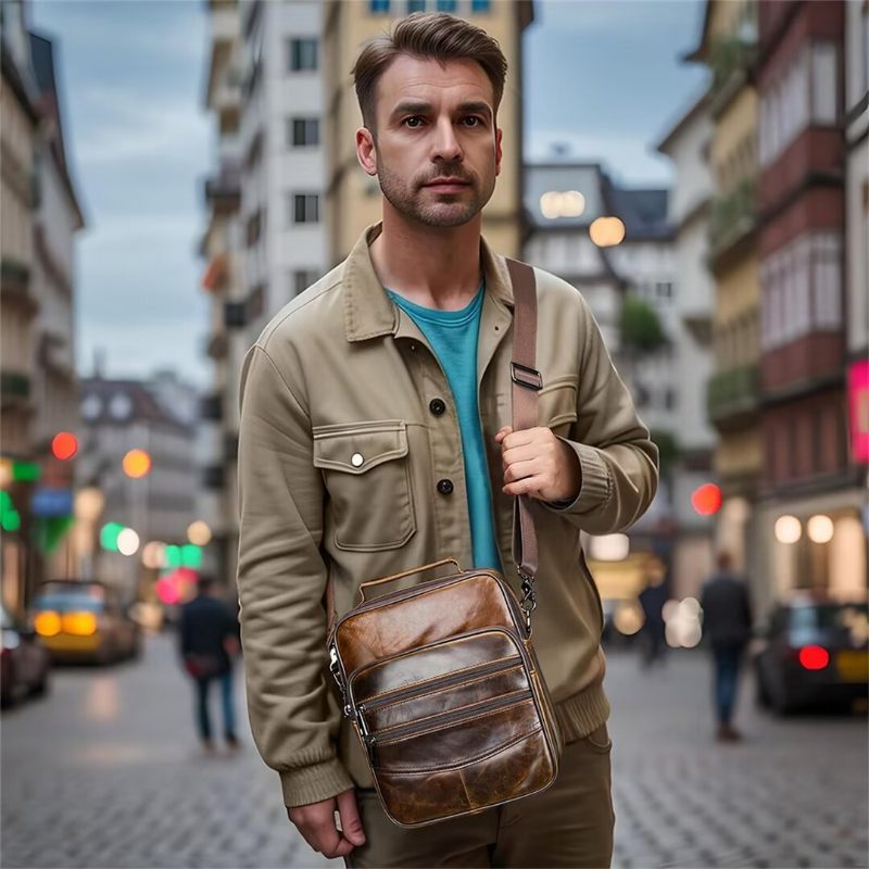 Herren-umhängetaschen Anspruchsvolle Sojourn-ledertasche - Kaffee