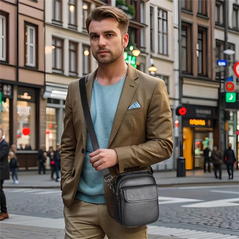 Herren Umhängetaschen Aristokraten Appeal Ledertasche - Schwarz