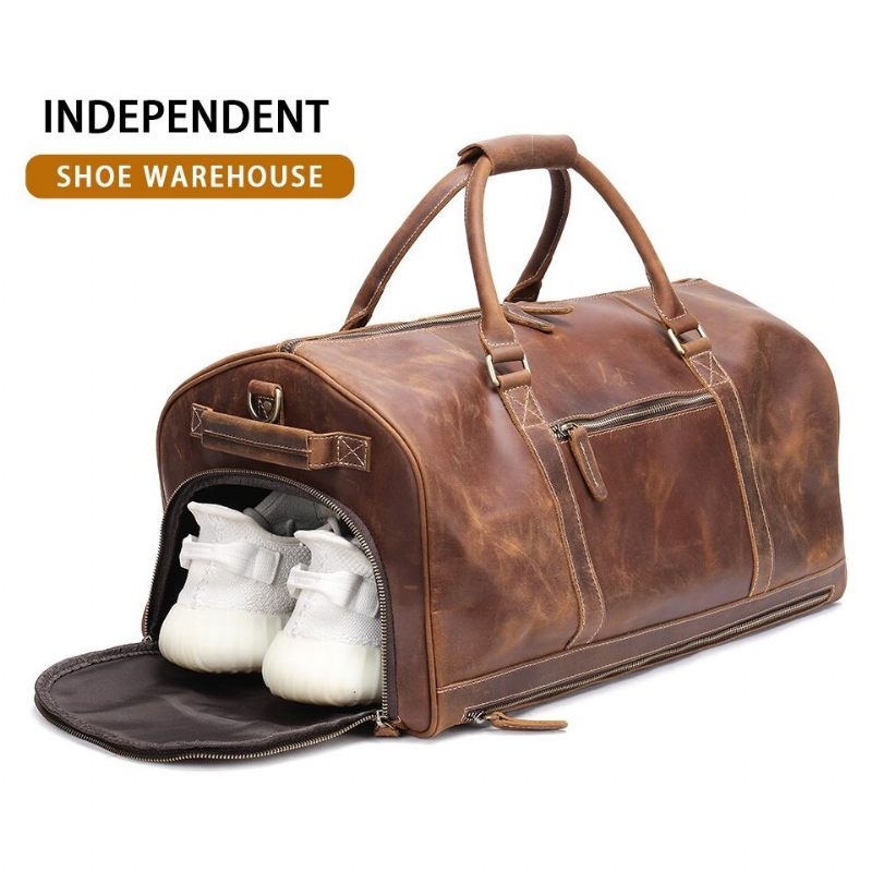 Herren Umhängetaschen Deluxe Retro Leder Reißverschluss Reise Messenger-tasche - Kaffee