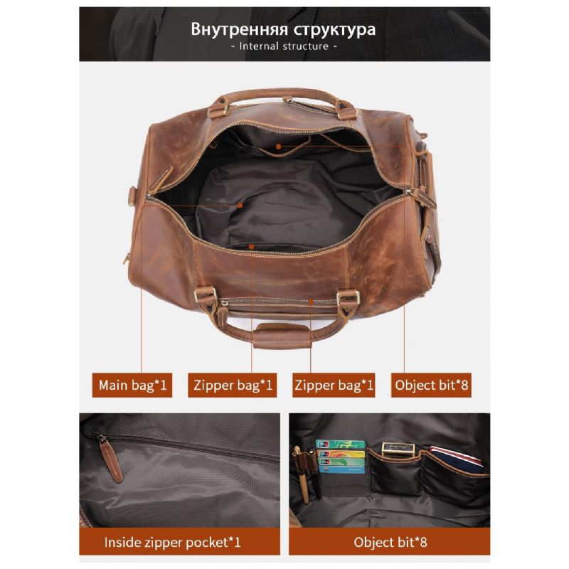 Herren Umhängetaschen Deluxe Retro Leder Reißverschluss Reise Messenger-tasche - Kaffee