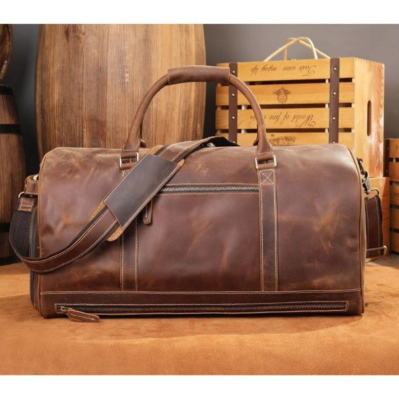 Herren Umhängetaschen Deluxe Retro Leder Reißverschluss Reise Messenger-tasche - Braun