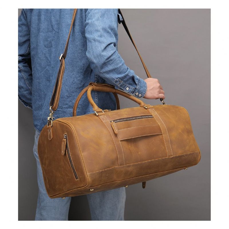 Herren Umhängetaschen Deluxe Retro Leder Reißverschluss Reise Messenger-tasche - Braun